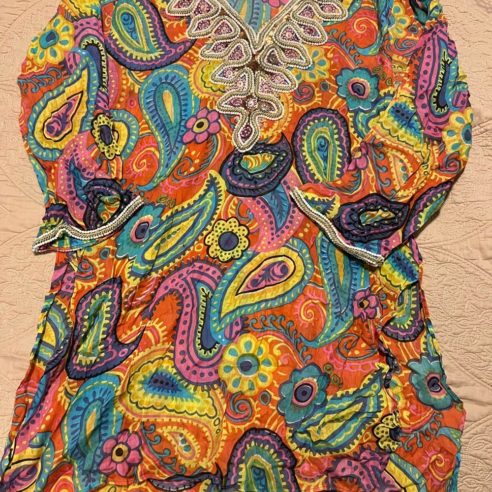 Colorful Paisley Women's swim coverup l/xl